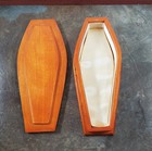 Miniature Lined Coffin Opens Wood Walnut Finish 1 12 Scale 6 3 4  Long