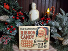 Old Store Shabby Vintage Retro Style Christmas Santa Ribbon Candy  1 25 Sign