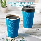 16 Oz Coffee Cups With Lids And Straws 80 Count Insulated Ripple Wall Paper Hot 