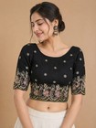 Stretchable Black Blouse Embroidered  Sequin Work For Women Readymade Party Wear