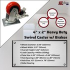  4 Pack  4  Heavy Duty Caster  2 Swivel Casters W  Brake   2 Fixed Casters