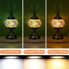 Turkish Table Lamp Metal Base Night Light With Authentic Moroccan Mosaic Design