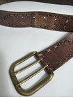 Vintage Brown Leather Belt Studded Hippie Western Double Hole Size 33