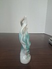 Vintage Art Deco Dancing Lady In Green And White Sress Porcelain Figurine   