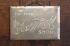 C1920s Antique Just Wright Mens Shoe Store 13  Metal Advertising Trade Sign Vtg
