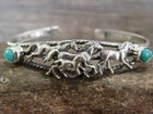 Native American Indian Sterling Silver   Turquoise Horse Bracelet By Begay