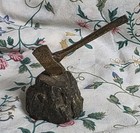 Brass Sculpture Of A Tree Stump And An Axe
