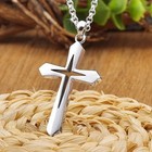 Cross Inside A Cross Pendant Necklace Silver Plated Over Hip Hop Stainless Steel