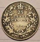 1916 Canada Silver 25 Cents Canadian Coin Circulated 25 Cents Quarter