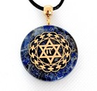 Orgone Pendant Necklace Golden Star Of David Chai   Lapis Lazuli  Made In Usa