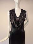Vintage 1930   s Oily Black Dress W Ruffled Collar
