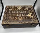 Paranormal Research Field Kit Engraved   Stained Wooden Box Ghost Hunting Kit