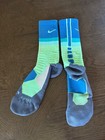 Nike Hyper Elite Basketball Crew Socks L 8-12 Cushioned Blue green