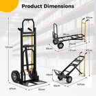 3-in-1 Convertible Hand Truck W  4 Rubber Wheels 1000 Lbs Max Load Capacity