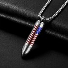 American Flag Bullet Pendant Urn Necklace For Ashes Memorial Cremation Keepsake