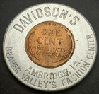 1953-d Encased Lincoln Cent Lucky Penny Davidson s Ambridge Pa