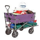 Mac Sports Double Decker Wagon Purple - Collapsible Outdoor Utility Garden Cart