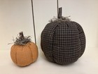 4  And 6  Handmade Primitive Fall Halloween Pumpkins   2 Piece Set