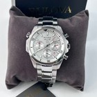 New Bulova Marine Star White Dial Men s Chronograph Quartz Watch 96b255 43mm