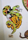 Original 1970s Vintage Ron Kevie  Biker Cobra Snake Tiger Lion Tattoo Flash 14 