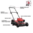 Gas Lawn Mower  21 Inches 144cc 2-in-1 Walk-behind  Side Discharge Push Mower