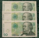 3 Norway 50-kroner Banknotes  2005   2011  Portrait Of Peter Christen Asbj  rnsen