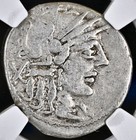 Silver Roman Republic Denarius 121bc Ngc Genuine Roma Quadriga Cn Papirius Carbo