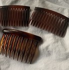 Vintage Goody Side Tooth Comb Hair Pull Lot Of 3 Made In Usa Tortise Shell Brown