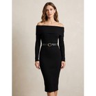 Ribbed Off Shoulder Midi Sweater Dress S Black Nwt Bodycon Knit Holiday Cocktail
