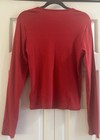 Gap Shirt Women   s Size M Tall Red Long Sleeve Scoop Neck Fitted Plain Ribbed Nwt
