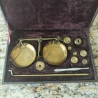 Cased Apothecary Brass Balance Scale W  Velvet Lining India 1960s Vintage