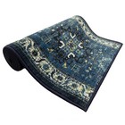 Custom Size Canvas Back Medium Profile Oriental Mahal Blue Runner Rug