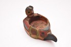 Vtg Alaska Native American Totem Effigy Oil Dish Bowl Carved Northwest Coast