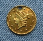 1853 California Gold Half Dollar Fractional Round - Holed  Cleaned  50c 1 2 Dol 