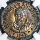 1943 Ngc Ms 65 Nicaragua 25 Centavos Sun Volcanos Stuart Coin   24011001c 