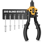 Rivet Gun Kit  200pcs Blind Rivets   5 Interchangeable Nosepieces   Two-handed 1