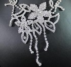 Flower Clear Austrian Rhinestone Choker Necklace Earrings Set Bridal Prom N1348