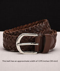 Leatherboss Genuine Leather Men Casual Belt Braided  Brown