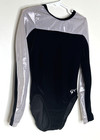 Gk Elite   Cl Gymnastics Leotard Child Girls Large Black Silver Long Sleeve