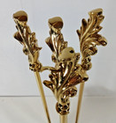 Vintage French Louis Xv Style Rococo Solid Brass Fireplace Tools 3 Piece   Stand