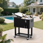 Sharewin 60 Quart Rolling Ice Chest Cart  Portable Patio Party Drink Cooler Cart