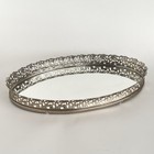 Vintage Oval Gold Floral Filigree Mirrored Vanity Tray Perfume Hollywood Regency