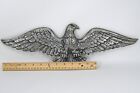 Vintage Cast Metal Silver Tone Eagle Wall Plaque Hanging Americana Patriotic