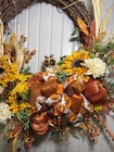 32    Fall Harvest Thanksgiving Grapevine Wreath W  Sunflowers Pumpkins Handmade
