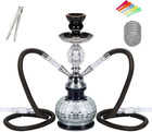 Hookah 2 Hose Complete Set Silicone Tube Ceramic Bowl Hookah Smoking Glass Sh   