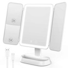 Dimmable Led Makeup Mirror With 1x 3x 5x Magnification  360   Rotation  Portable