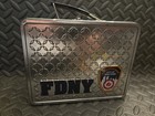 Fdny Fire Department City Of New York Metal Lunch Box Empty Silver Diamond Plate