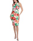 New Rachel Rachel Roy Punch Floral Multi Halter Midi Sheath Dress Size S