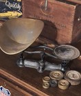 Vintage Cast Iron Counter Top Scale With 6 Counter Weights