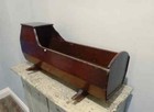 Antique Folk Art Wooden Doll s Crib  Victorian Primitive Rocking Doll s Cradle  